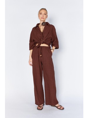 Tena Kadın Kahve Içi Astarlı Bel Bağlamalı Pantolon