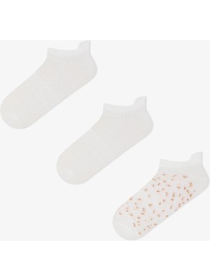 Penti 3 Çift Burun Dikişsiz Spor Microfiber Leopar Desenli Çekçekli Patik Çorap