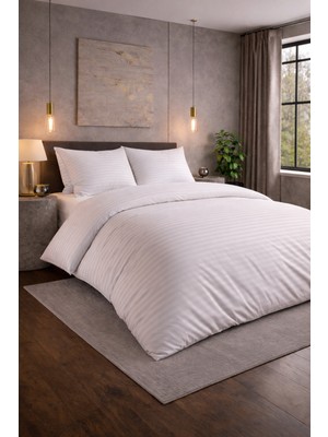 Bella Home Çift Kişilik Çizgili Saten Nevresim Takımı | Konforlu & Şık | Yumuşak ve Parlak Doku
