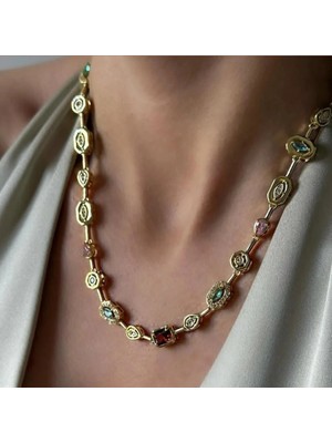 Merve Takı Özel Seri Renkli Baget Gerdanlık Kolye