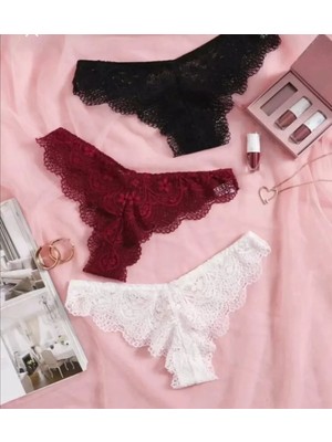 Nivene 3 LÜ TAM DANTELLİ  KİLOT SETİ