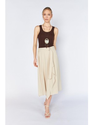 Tena Kadın Taş 3495 Beli Kemerli Parça Detaylı Etek