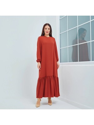 Modaco Mimoza Uzun Elbise – Rahat Kalıp & Krep Şıklığı - Mavi