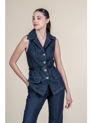 MissVina Kot Denim Yelek Pantolon Takım 1309
