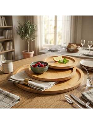 Modernica Üçlü Ahşap Sunum Tepsisi