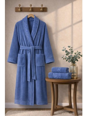 3 Parça %100 Pamuk Üretim Premium Lüks Bornoz Seti