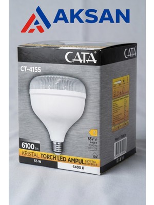 Cata CT-4155 Kristal Torch LED Ampul 55W 6100 Lümen 6400K Beyaz Işık E27 Duy Sanayi Tipi Güçlü Aydınlatma