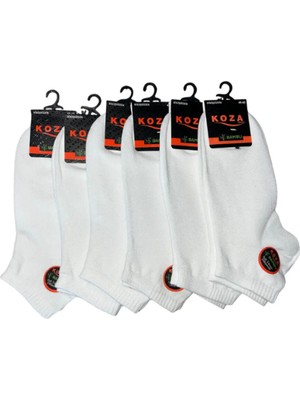 Koza Erkek 6'lı Bambu Beyaz Dikişsiz Patik Çorap