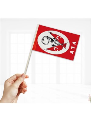 Herşey Nota 80'li Çubuklu Kağıt Türk Bayrağı 12X20 cm - Milli Bayramlar Için El Bayrağı