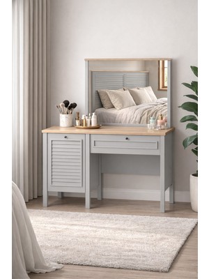 Sarmobi Taiga Makyaj Masası 120 x 136 x 41 cm Buz Gri - Retro Tasarım