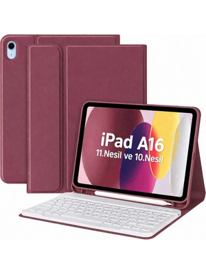 MobaxAksesuar Apple iPad 11.nesil A16 11INÇ/10.NESIL 10.9inç Kılıf Kablosuz Klavyeli Case Mobax Türkçe Klavye