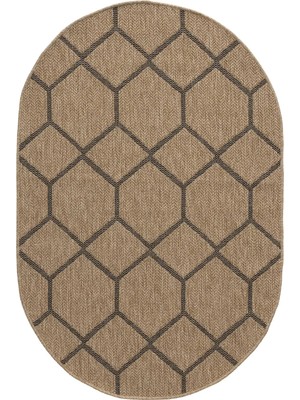 Seyran Halı India Hasır Görünümlü Oval Halı 669 Siyah