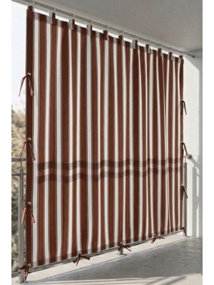 Ceylan Home Üstten Halkalı, 3 Tarafı Kuş Gözlü Bahçe Brandası | Balkon & Teras Perdesi | Kahverengi