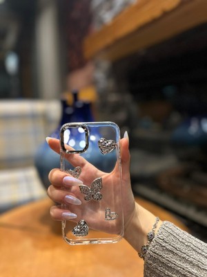 ZLTECH iPhone 13 Uyumlu Kalp Ve Kelebek Desenli Darbeye Karşı Dayanıklı Kılıf PLASTIC COVER