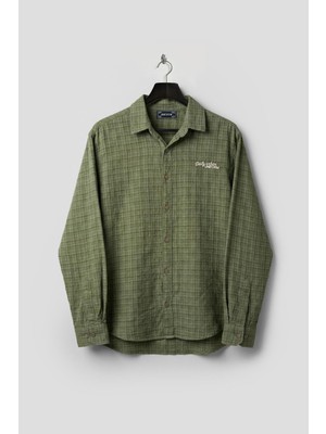 Giesto Dökümlü Rahat Kesim Haki Kareli Gömlek