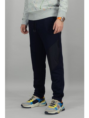 Souris Erkek Koyu Lacivert Jogger Eşofman Altı Fermuarlı Yan Cepli Pamuklu Standart Kalıp