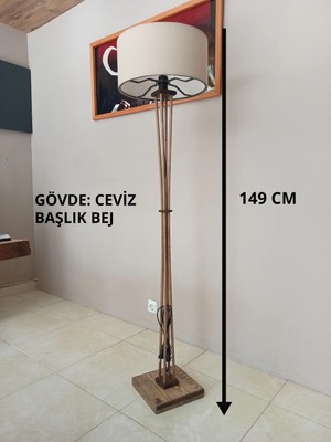 Balsa Dekor  Bej Başlık Ceviz Ahşap Lambader Ceviz