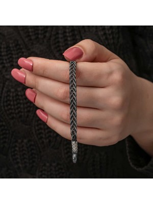 Fm 💎 Premium 1000 Ayar İthal Gümüş Kazaziye Örgü Bileklik