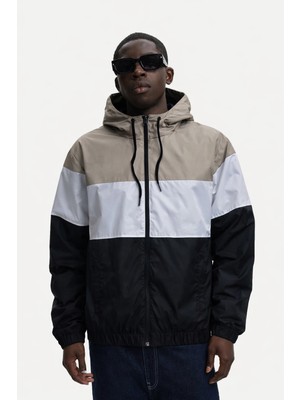 Damga Erkek Günlük Desenli Casual Astarlı Beyaz Yağmurluk