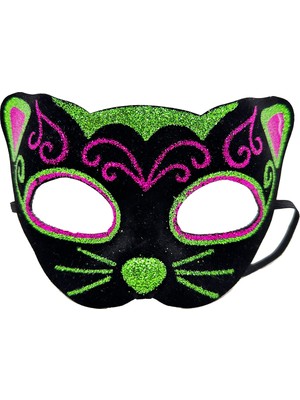 Urfakent Siyah Kadife Işlemeli Kedi Maskesi