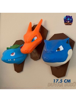 Neptune3D Venusaur, Charizard, Blastoise Pokemon Duvar Süsü Dekorasyon Seti