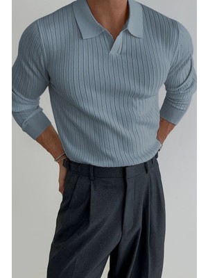 Tarz Cool Erkek Polo Yaka Fitilli Triko Kazak