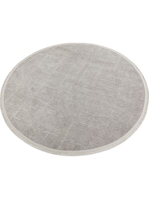 Eko Halı Liza Kilim Liz 02 Grey Yuvarlak Yumuşak Tuşeli Çamaşır Makinesinde Yıkanabilen Kaymaz Tabanlı Kilim