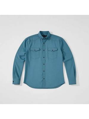 Enzim Jeans Erkek Yıkamalı Kot Gömlek Kraliyet Mavisi Uzun Kol Günlük Stil