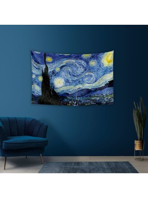 Vagonik Yıldızlı Gece Desenli 1 Duvar Örtüsü Halısı Modern Tasarım 70 x 100 Cm Renkli