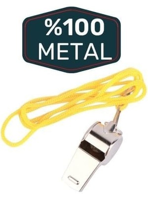 Profesyonel Metal Düdük, Paslanmaz Çelik, Yüksek Sesli, Sarı Ipli, Spor ve Acil Durum Için, 2 Adet