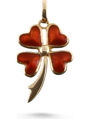 Zeya Kuyumculuk 14 Ayar Altın Kırmızı Yonca Kolye Ucu