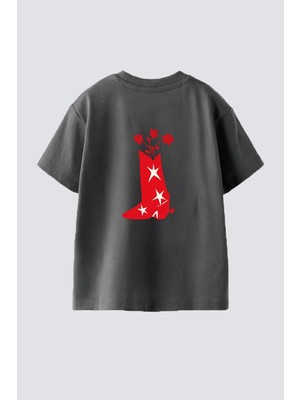 Monila Unisex Çocuk Pamuklu Bisiklet Yaka Sırtı Baskılı T-Shirt