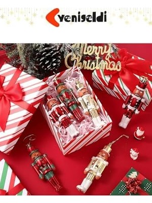 3 Adet Yılbaşı Fındıkkıran Asker Süs Seti - 13CM Plastik Ağacı Asma Dekoratif Figürler, Çok Renkli