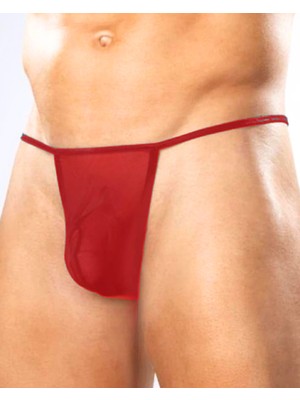 MK Beykoz Fantezi Kırmızı Transparan Seksi Tül Erkek String TG274602 - L