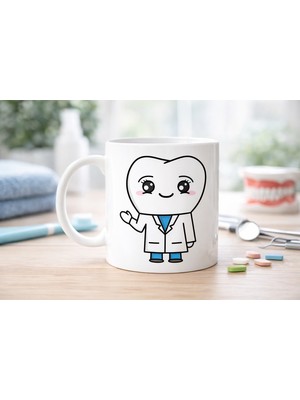 Urfakent Sevimli Diş Hekimi Tasarımlı Porselen Kupa Model 168 – Diş Doktoru Temalı Kahve Kupası – Diş Hekimine Hediye Kupa