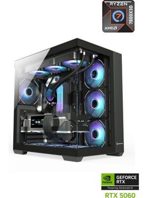 Apphirex Prime X77 Ryzen 7 7800X3D 16GB Ddr5 Ram 1tb M2 SSD RTX5060 240MM Sıvı Soğutmalı Masaüstü Oyuncu Bilgisayarı