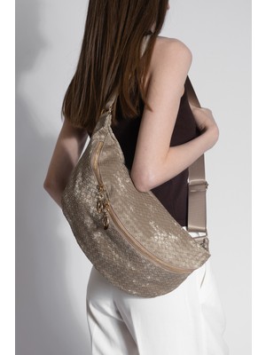 Marjin Kadın Fermuar Kapama Uzun Askılı Ayarlanabilir Çapraz ve Omuz Çantası Nelipa Vizon Kadife