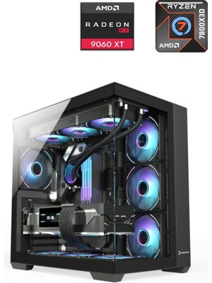 Apphirex Prime X97 Ryzen 7 7800X3D 32GB Ddr5 Ram 1tb M2 SSD RX9060XT 16GB 240MM Sıvı Soğutmalı Masaüstü Oyuncu Bilgisayarı