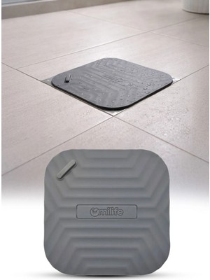 Omilife Gri Kare Silikon Gider Kapağı Koku Önleyici Lavabo Banyo Mutfak Gider Tıkacı 14.5 cm