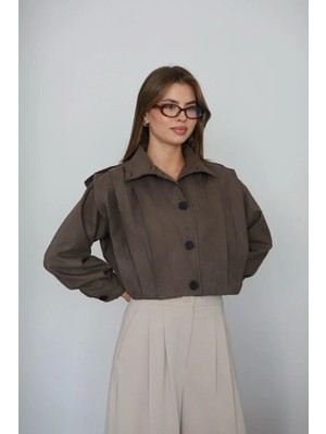 Fehu Bloom Haki Düğmeli Süet Ceket