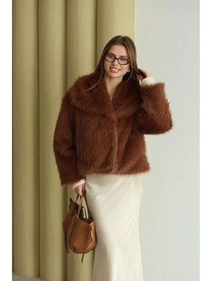 Fehu Bloom Kahverengi Yumuşak Dokulu Astarlı Kürk