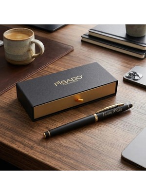 Pigado Özel Kutu Isme Kişiye Özel Kapaklı Metal Roller Imza Kalem