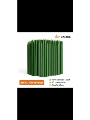 İzmir Candle 20 Adet Yeşil Kaliteli Ortodoks,katolik,kilise,dua,sunak,arınma,ritüel,handmade Prayer Candle Gift