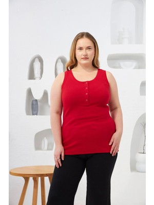 Rmg Ön Çıtçıtlı Büyük Beden Kaşkorse Atlet Kırmızı