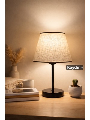 Vivido Abajur Dora Modern Yatak Odası Abajur Siyah Ayaklı Masa Lambası