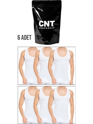 Cnt Cennetoğlu 6 Adet %100 Pamuk Hijyenik Paketinde Beyaz Erkek Penye Atlet Ekonomik Paket