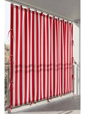 Ceylan Home Üstten Halkalı, 3 Tarafı Kuş Gözlü Bahçe Brandası | Balkon & Teras Perdesi | Kırmızı