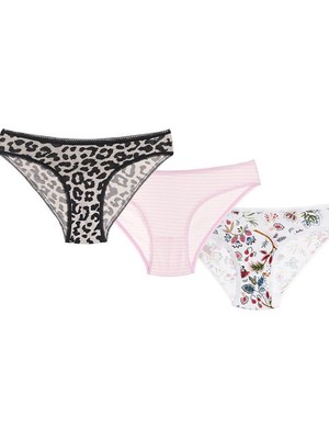 Nbb Renkli Desenli 3lü Slip Külot