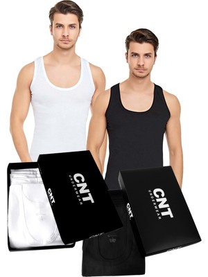Cnt 12 Adet %100 Pamuk Beyaz Erkek Penye Atlet Ekonomik Paket