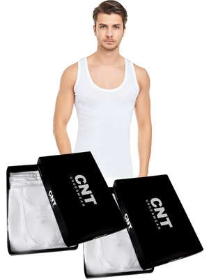 Cnt 12 Adet %100 Pamuk Beyaz Erkek Penye Atlet Ekonomik Paket